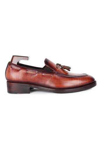 Buy_Fellmonger_Brown Mirror Glossed Leather Loafers _Online_at_Aza_Fashions