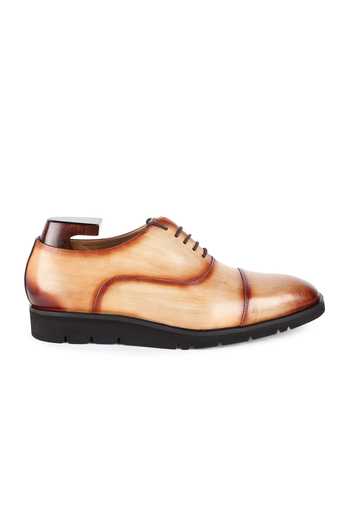 Shop_Fellmonger_Brown Mirror Glossed Leather Handpainted Oxford Shoes _Online_at_Aza_Fashions