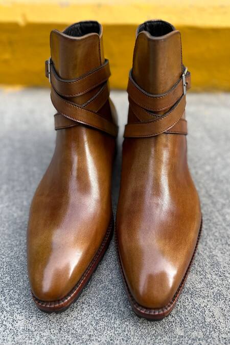 Fellmonger_Yellow Solid Jodhpur Boots _Online_at_Aza_Fashions