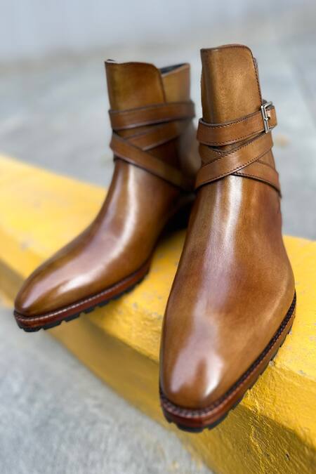 Shop_Fellmonger_Yellow Solid Jodhpur Boots _Online_at_Aza_Fashions