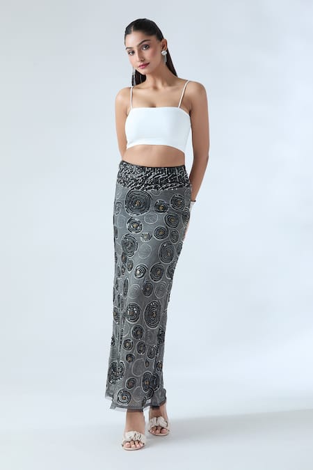 Arpan Vohra Circular Embroidered Pencil Skirt 