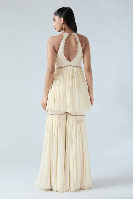 Arpan Vohra Embroidered Peplum Kurta Sharara Set 