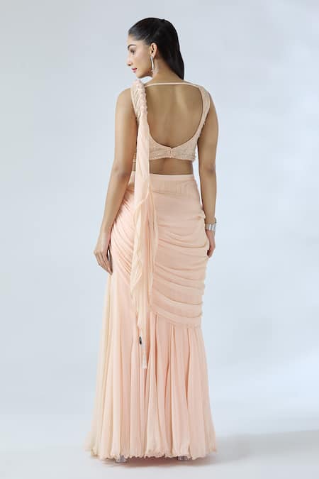 Arpan Vohra Embroidered Pre-Draped Ruffle Saree With Blouse 