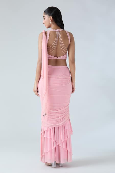 Arpan Vohra Embroidered Pre-Draped Saree With Blouse 