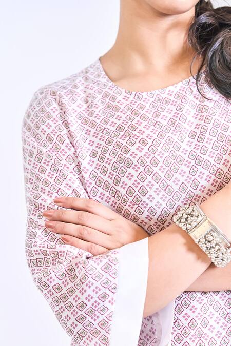 Buy Tanu Malhotra White Cotton, Silk Embroidery Open , Round Lotus Print Jacket Kurta Set Online at Aza Fashions Buy_Tanu Malhotra_White Cotton, Silk Embroidery Open , Round Lotus Print Jacket Kurta Set_Online_at_Aza_Fashions