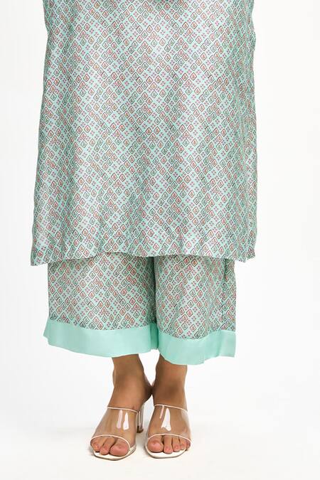 Tanu Malhotra Blue Cotton, Silk Embroidery Open Neck, Lotus Placement Print Jacket Kurta Set at Aza Fashions Tanu Malhotra_Blue Cotton, Silk Embroidery Open Neck, Lotus Placement Print Jacket Kurta Set_at_Aza_Fashions