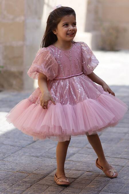 Shop_Janyas Closet_Purple Net Embellished Sequin Majesty Ruffle Dress _Online_at_Aza_Fashions