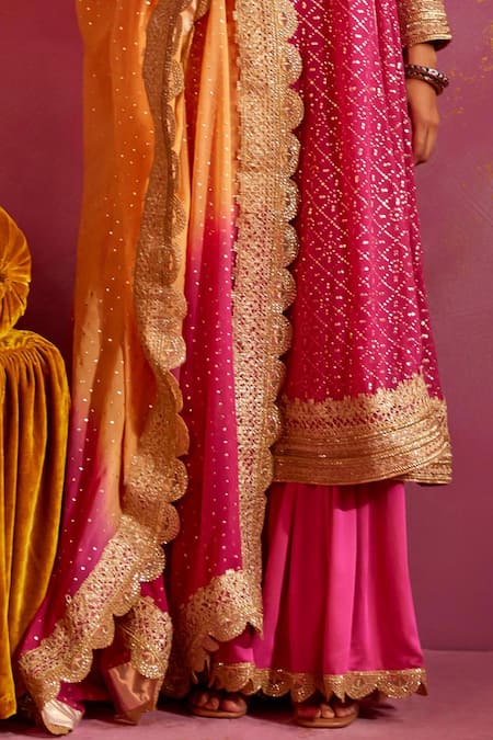 Buy Mustard Moon By Neyha And Vrinda Pink Georgette Lace, Mirrors, Embroidery Bandeau Neck Kurta Sharara Set Online at Aza Fashions Buy_Mustard Moon By Neyha And Vrinda_Pink Georgette Lace, Mirrors, Embroidery Bandeau Neck Kurta Sharara Set _Online_at_Aza_Fashions