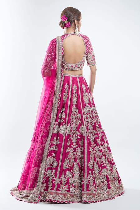 Ridhi Mehra Floral Stripe Embroidered Bridal Lehenga Set 