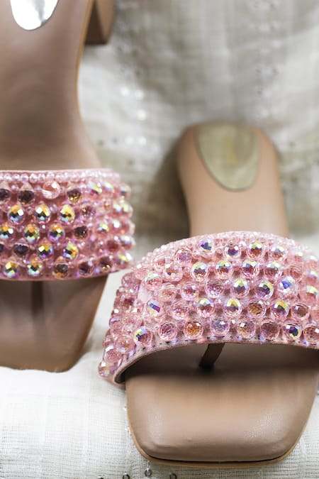 Buy_Foot Fuel_Pink Crystals, Beads Embellished Heels 