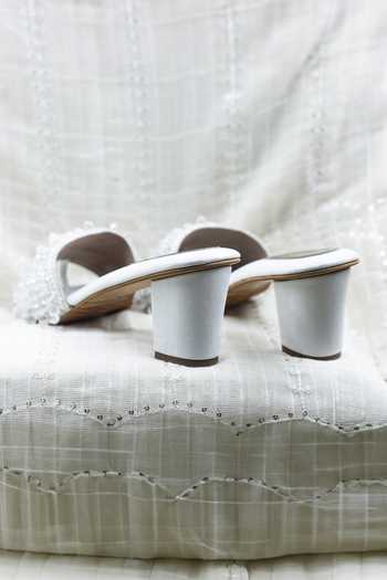 Shop_Foot Fuel_White Crystals, Beads Thread Embellished Heels _Online_at_Aza_Fashions