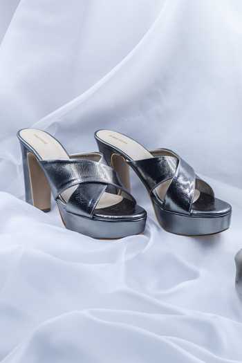 Shop Foot Fuel Grey Mere Khushi Textured Block Heels at Aza Fashions Shop_Foot Fuel_Grey Mere Khushi Textured Block Heels _at_Aza_Fashions