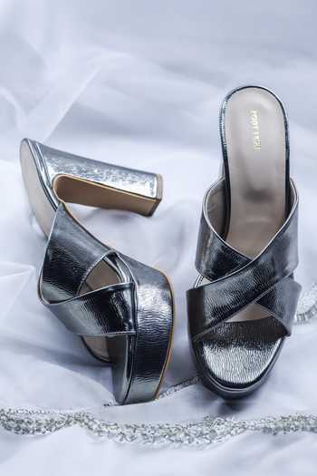 Foot Fuel Grey Mere Khushi Textured Block Heels at Aza Fashions Foot Fuel_Grey Mere Khushi Textured Block Heels _at_Aza_Fashions