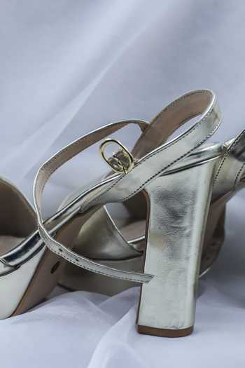 Buy_Foot Fuel_Gold Chain Me Square Toe Heels _Online_at_Aza_Fashions