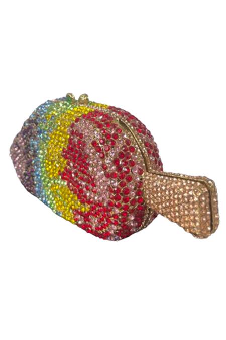 Oceana Clutches_Multi Color Rhinestones Popsicle Shaped Clutch_Online_at_Aza_Fashions