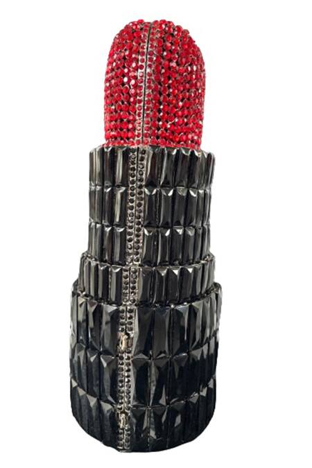Shop Oceana Clutches Black Rhinestones, Smocking Lipstick Shaped Clutch at Aza Fashions Shop_Oceana Clutches_Black Rhinestones, Smocking Lipstick Shaped Clutch_at_Aza_Fashions