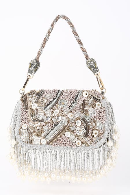 Born Flash Glimmer Embellished Peral Tasselled Bag 