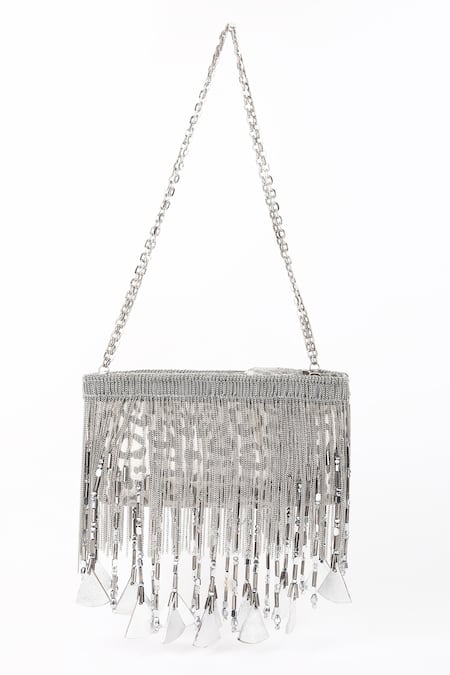 Born Flash Silver Splendor Chain Tasselled Bag 