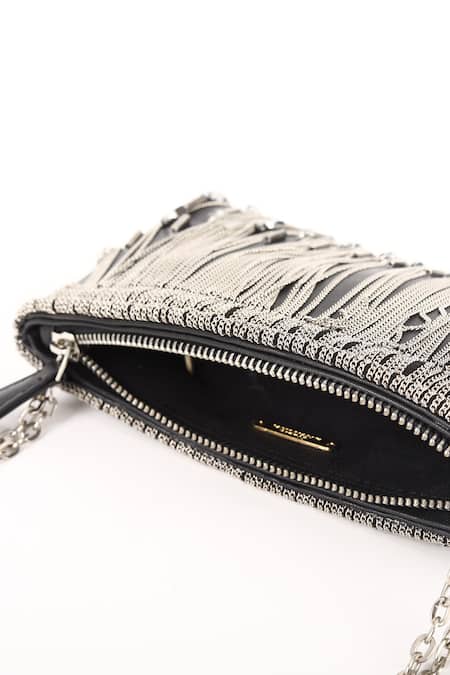 Buy_Born Flash_Silver Beads, Tassels Beaded Chain Handbag 