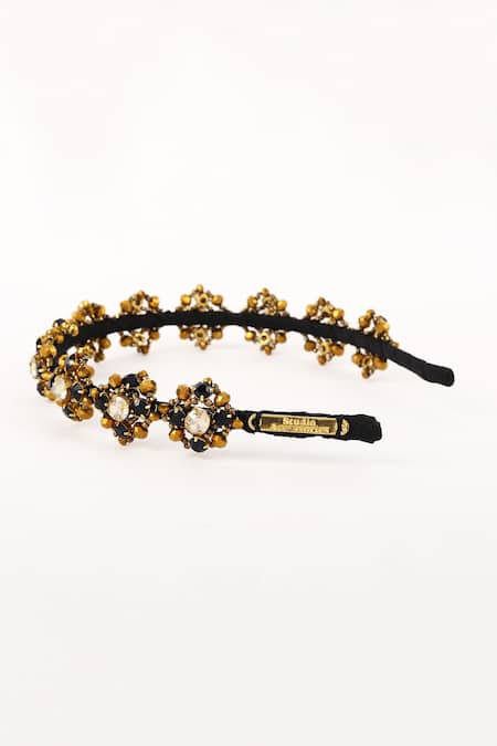 Born Flash Metallic Elegance Floral Beaded Hairband 