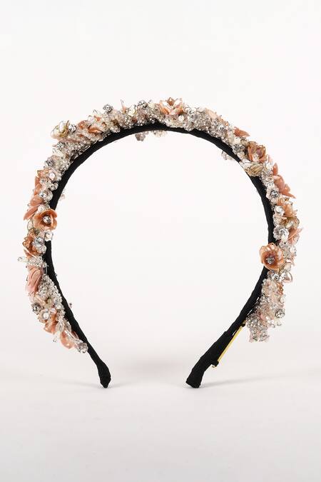 Buy Born Flash Peach Sequins, Pearls, Beads Rose Embellished Hairband Online at Aza Fashions Buy_Born Flash_Peach Sequins, Pearls, Beads Rose Embellished Hairband _Online_at_Aza_Fashions