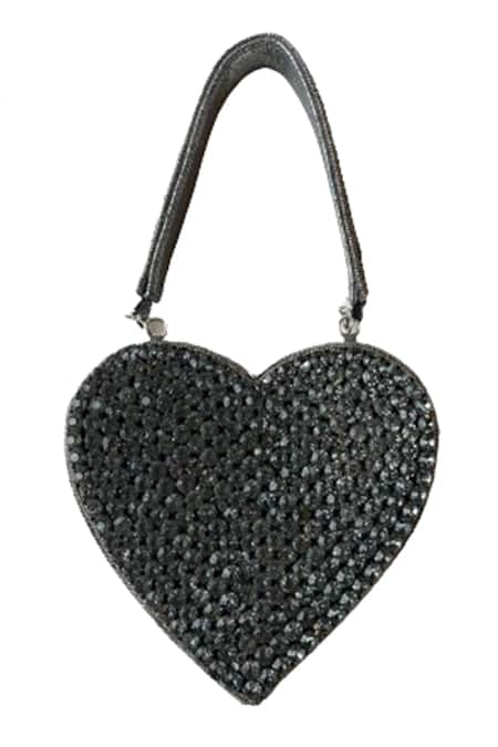 Oceana Clutches Rhinestone Embellished Heart Bag 