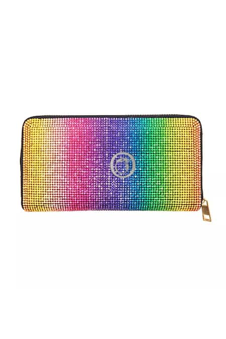 Oceana Clutches_Multi Color Rhinestones Embellished Wallet_Online_at_Aza_Fashions