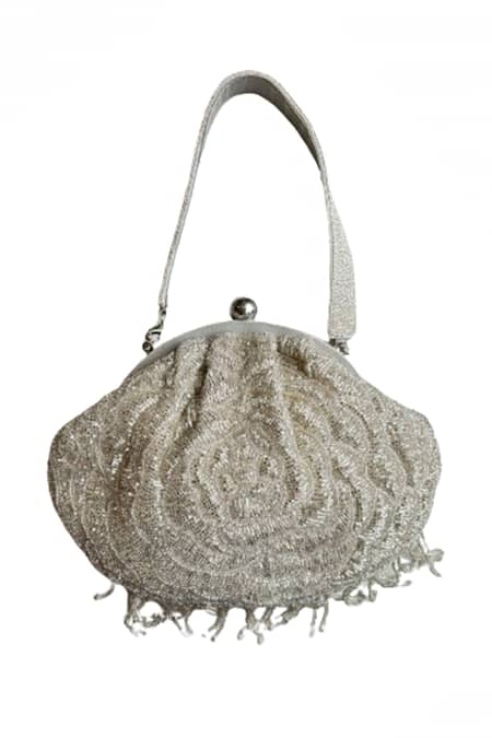 Oceana Clutches Tonal Flower Hand Embroidered Potli Bag 