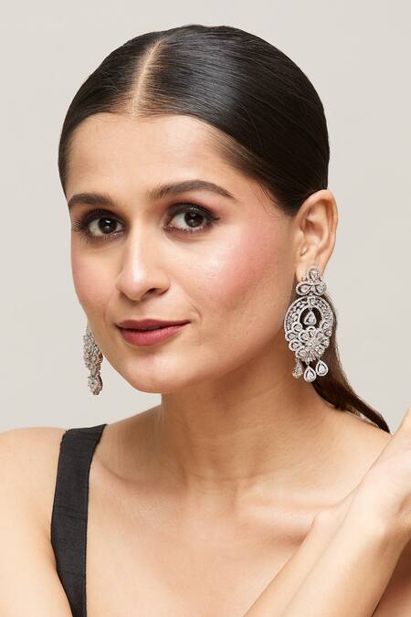 Shop Chaotiq By Arti White Stones Studded Chandbali Online at Aza Fashions Shop_Chaotiq By Arti_White Stones Studded Chandbali_Online_at_Aza_Fashions