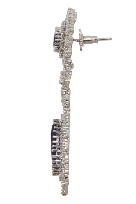 Shop Chaotiq By Arti White Stones Floral Studded Earrings Online at Aza Fashions Shop_Chaotiq By Arti_White Stones Floral Studded Earrings_Online_at_Aza_Fashions