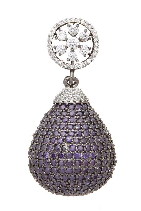 Shop_Chaotiq By Arti_White Stones Studded Drop Earrings_Online_at_Aza_Fashions