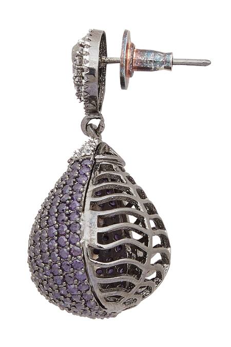 Chaotiq By Arti_White Stones Studded Drop Earrings_at_Aza_Fashions