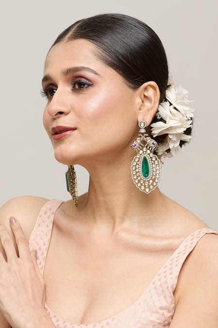 Chaotiq By Arti Polki Studded Antique Drop Earrings 