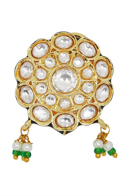 Chaotiq By Arti Gold Plated Pearls Polki Studded Floral Necklace Set Online at Aza Fashions Chaotiq By Arti_Gold Plated Pearls Polki Studded Floral Necklace Set_Online_at_Aza_Fashions