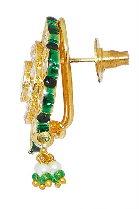 Buy Chaotiq By Arti Gold Plated Pearls Polki Studded Floral Necklace Set Buy_Chaotiq By Arti_Gold Plated Pearls Polki Studded Floral Necklace Set