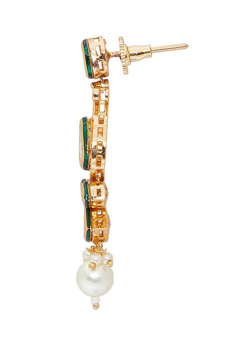 Chaotiq By Arti Gold Plated Pearls Polki Studded Cut-out Necklace Set at Aza Fashions Chaotiq By Arti_Gold Plated Pearls Polki Studded Cut-out Necklace Set_at_Aza_Fashions