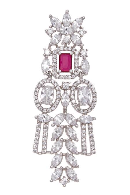 Chaotiq By Arti White Stones, Diamonds Geometric Studded Choker Necklace Set Online at Aza Fashions Chaotiq By Arti_White Stones, Diamonds Geometric Studded Choker Necklace Set_Online_at_Aza_Fashions