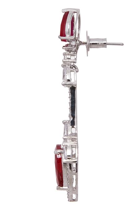 Shop Chaotiq By Arti White Stones, Diamonds Ruby Embellished Necklace Set Online at Aza Fashions Shop_Chaotiq By Arti_White Stones, Diamonds Ruby Embellished Necklace Set_Online_at_Aza_Fashions