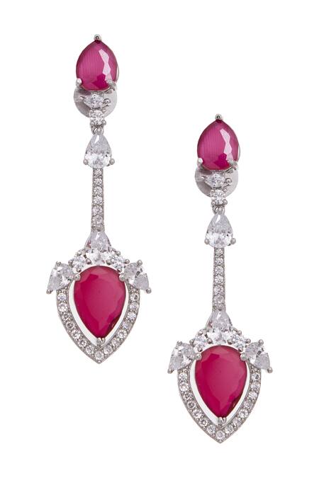 Chaotiq By Arti White Stones, Diamonds Ruby Embellished Necklace Set at Aza Fashions Chaotiq By Arti_White Stones, Diamonds Ruby Embellished Necklace Set_at_Aza_Fashions