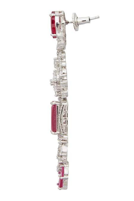 Shop Chaotiq By Arti White Stones, Rhinestones Ruby Embellished Layered Necklace Set Online at Aza Fashions Shop_Chaotiq By Arti_White Stones, Rhinestones Ruby Embellished Layered Necklace Set_Online_at_Aza_Fashions