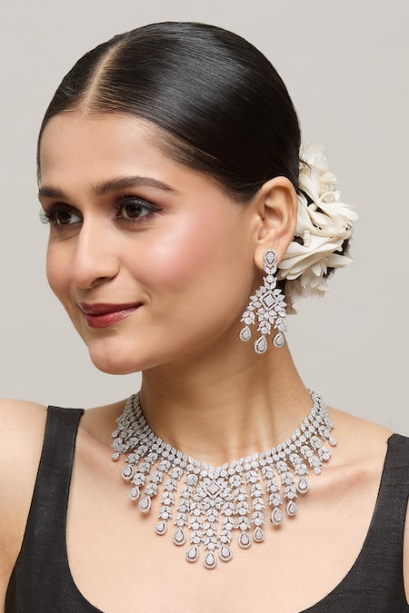 Chaotiq By Arti Floral Jaal Stone Embellished Necklace Set 