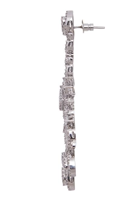 Chaotiq By Arti_White Stones Floral Jaal Embellished Necklace Set_Online_at_Aza_Fashions