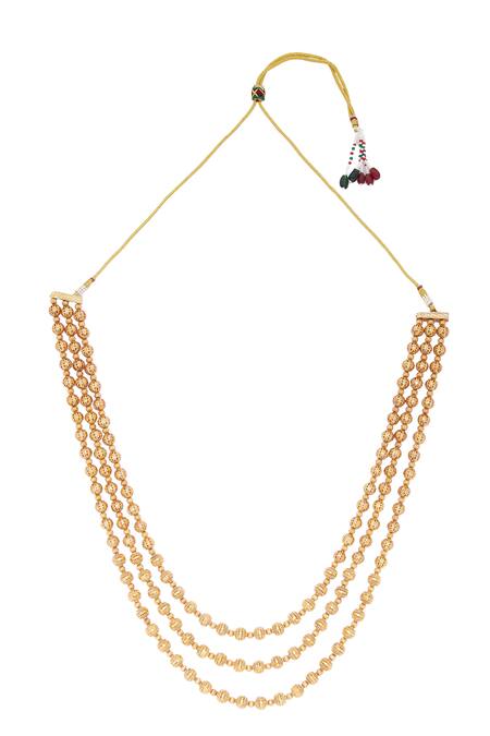 Chaotiq By Arti_Gold Plated Beads Layered Necklace Set_at_Aza_Fashions