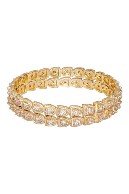 Chaotiq By Arti Gold Plated Imitation Diamonds Studded Meenakari Bangles - Set Of 2 Online at Aza Fashions Chaotiq By Arti_Gold Plated Imitation Diamonds Studded Meenakari Bangles - Set Of 2_Online_at_Aza_Fashions