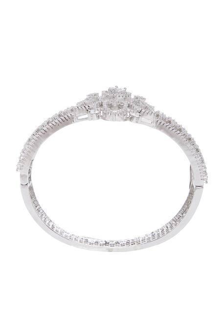 Buy_Chaotiq By Arti_White Imitation Diamonds Studded Broad Bracelet_Online_at_Aza_Fashions