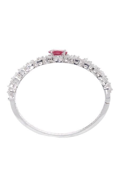 Chaotiq By Arti Red Diamonds, Rhinestones Flower Shaped Embellished Bracelet Online at Aza Fashions Chaotiq By Arti_Red Diamonds, Rhinestones Flower Shaped Embellished Bracelet_Online_at_Aza_Fashions