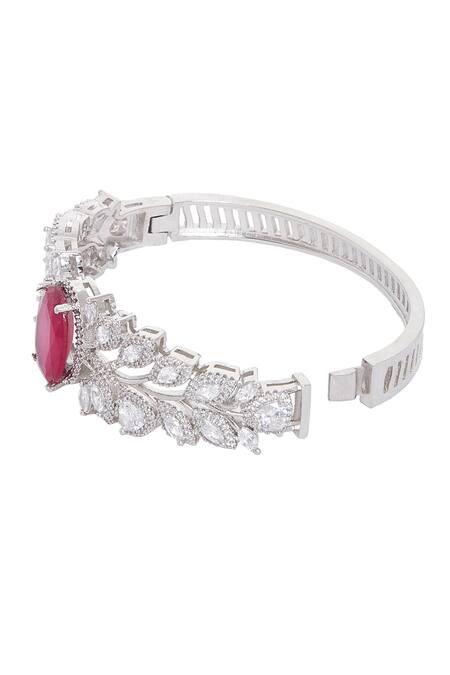 Buy Chaotiq By Arti Red Diamonds, Rhinestones Flower Shaped Embellished Bracelet Online at Aza Fashions Buy_Chaotiq By Arti_Red Diamonds, Rhinestones Flower Shaped Embellished Bracelet_Online_at_Aza_Fashions