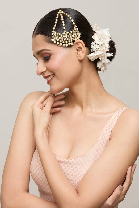 Chaotiq By Arti Gold Plated Polki And Pearl Embellished Passa Online at Aza Fashions Chaotiq By Arti_Gold Plated Polki And Pearl Embellished Passa_Online_at_Aza_Fashions