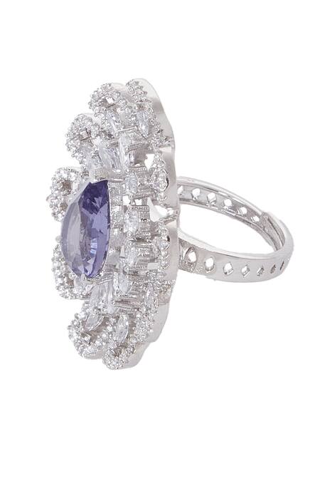 Buy Chaotiq By Arti White Diamonds, Stones Floret Cutwork Studded Ring Online at Aza Fashions Buy_Chaotiq By Arti_White Diamonds, Stones Floret Cutwork Studded Ring_Online_at_Aza_Fashions