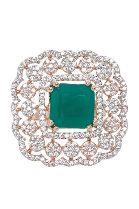 Shop Chaotiq By Arti White Diamonds, Embroidery Embellished Ring at Aza Fashions Shop_Chaotiq By Arti_White Diamonds, Embroidery Embellished Ring_at_Aza_Fashions